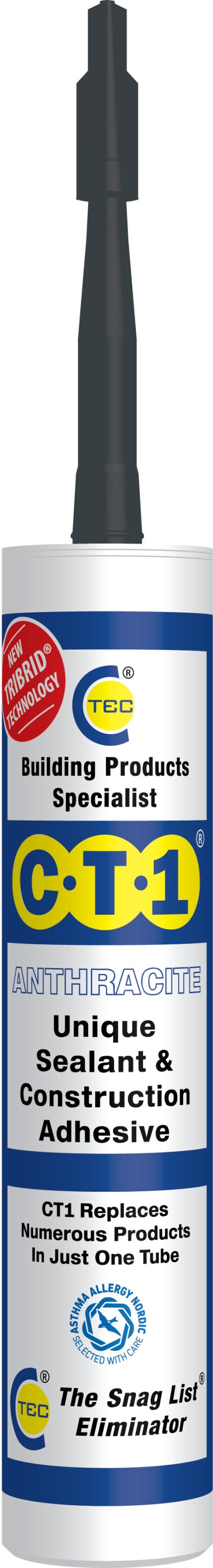 Image for CT1 Construction Sealant & Adhesive 290ml Anthracite (RAL 7016) - TRIBRID®  Technology.535307 CT1AG