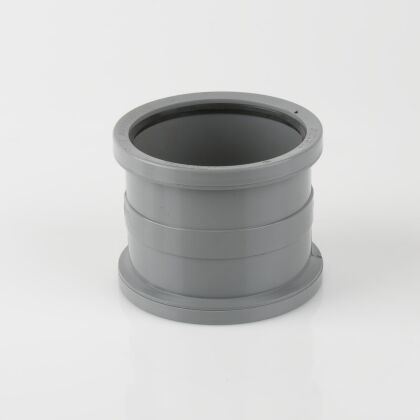 Image for Brett Martin 110mm Soil Pipe Double Ring Seal Coupling Grey BS406G