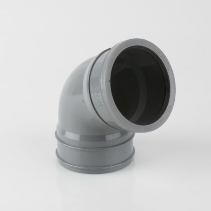 Image for Brett Martin 110mm 112.5° Ring Seal / Solvent Socket Top Offset Soil Pipe Bend Grey BS408G