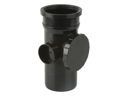 Image for Brett Martin 110mm Single Ring Seal Socket Soil Access Pipe Black BS410B