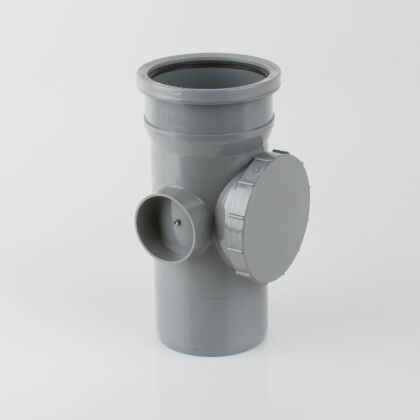 Image for Brett Martin 110mm Single Ring Seal Socket Soil Access Pipe Grey BS410G