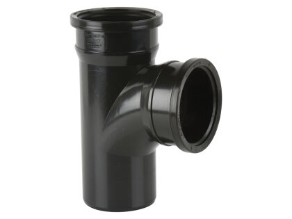 Image for Brett Martin 110mm 92.5° Double Ring Seal SocketSoil Pipe Branch without Bosses Black BS417B