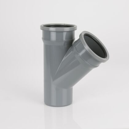 Image for Brett Martin 110mm 135° Double Ring Seal Socket Soil Pipe Branch without Bosses Grey BS419G