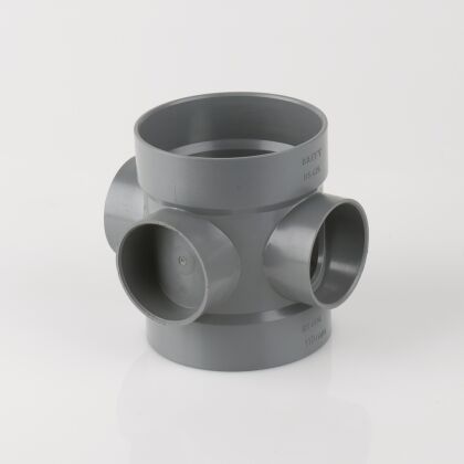 Image for Brett Martin 110mm Double Solvent Socket Short Boss Pipe Grey BS425G