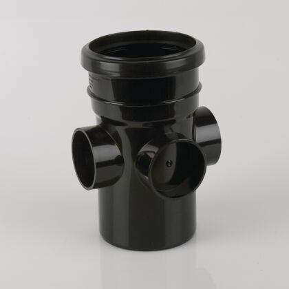 Image for Brett Martin 110mm Soil Pipe Single Ring Seal Socket Triple Boss Pipe Black BS445B