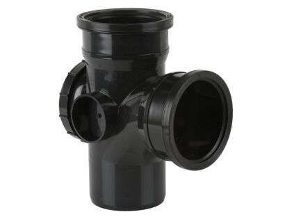 Image for Brett Martin 110mm 92.5° Soil Pipe Double Ring Seal Socket  Access Branch Black BS447B