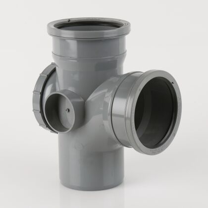 Image for Brett Martin 110mm 92.5° Soil Pipe Double Ring Seal Socket Access Branch Grey BS447G