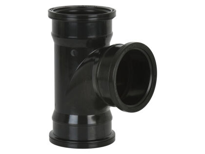 Image for Brett Martin 110mm 92.5° Soil Pipe Triple Ring Seal Socket  Branch without Bosses Black BS457B