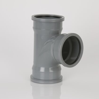 Image for Brett Martin 110mm 92.5° Soil Pipe Triple Ring Seal Socket Branch without Bosses Grey BS457G