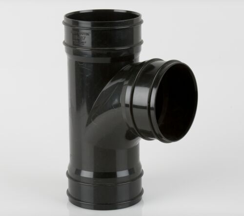 Image for Brett Martin 110mm 92.5° Soil pipe Triple Solvent Socket Branch without Bosses Black BS467B