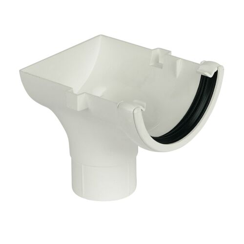 Image for Floplast 112mm Half Round White Stopend Outlet RO2W